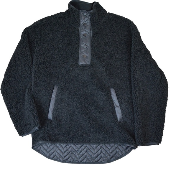 Athleta Cozy Sherpa Snap Sweatshirt, Black Color - Size Medium NWOT Pullover - Picture 14 of 14